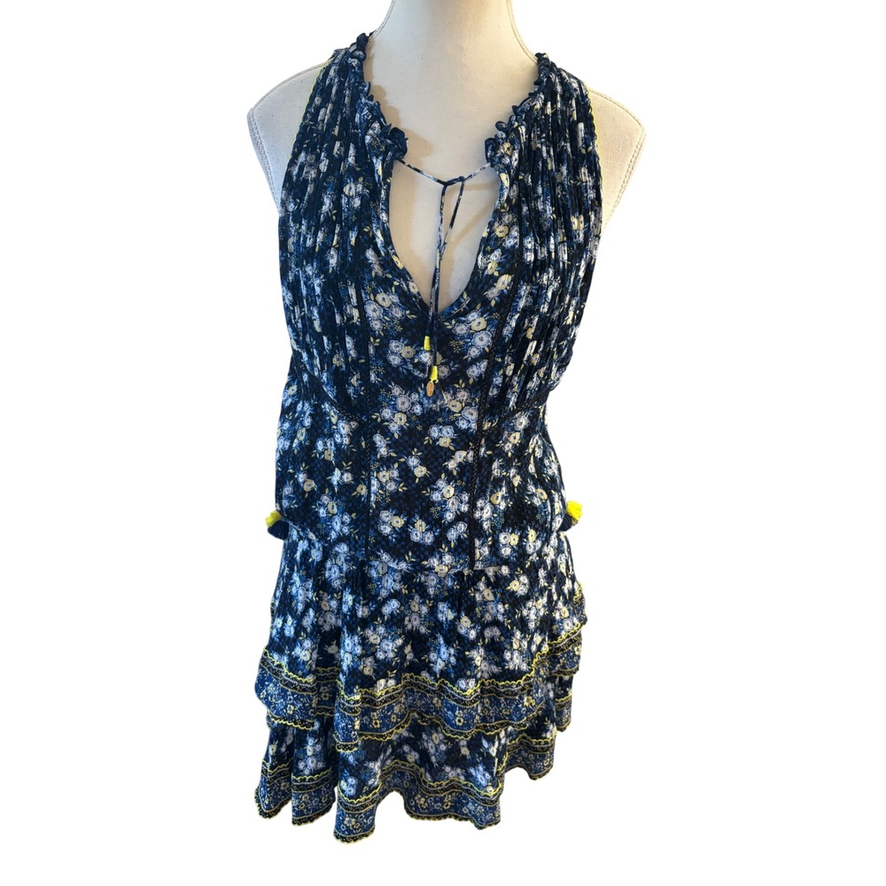 Poupette St. Barth Amora Tiered Mini Dress Size XS Blue